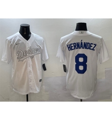Men's Los Angeles Dodgers #8 Enrique Hernández White Fashion Cool Base Stitched Baseball Jersey