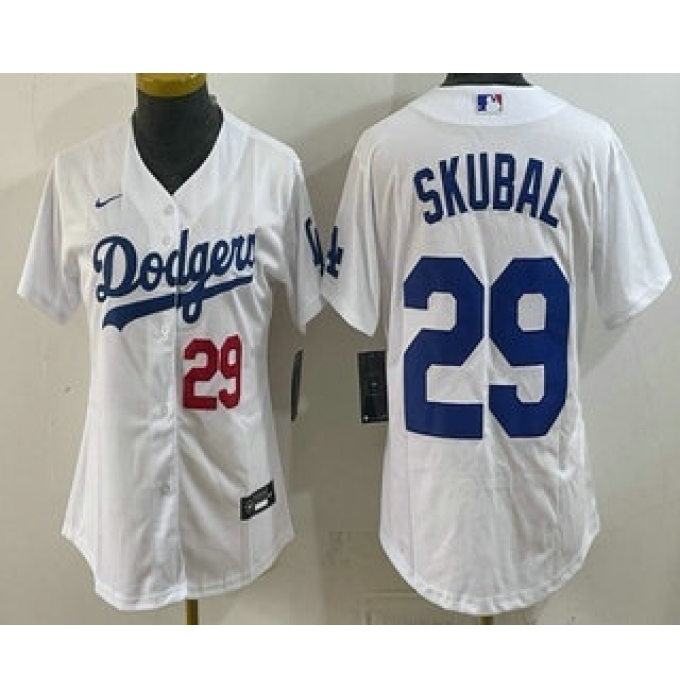 Women's Los Angeles Dodgers #29 Tarik Skubal White Cool Base Stitched Jersey