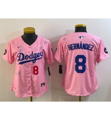 Women's Los Angeles Dodgers #8 Enrique Hernández Pink 2025 Tokyo Series Limited Stitched Baseball Jersey