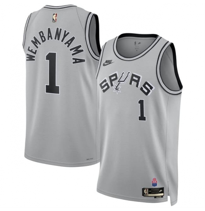 Men's San Antonio Spurs #1 Victor Wembanyama Silver 2026-27 Classic Edition Stitched Basketball Jersey