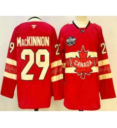 Men's Canada #29 Nathan MacKinnon Red 2025 4 Nations Face-Off Premium Stitched Jersey