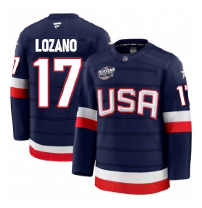 Men's USA #17 Lozano Navy 2025 4 Nations Stitched Jersey