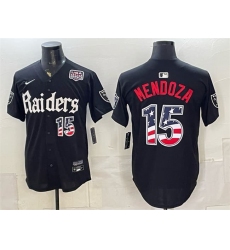 Men's Las Vegas Raiders #15 Fernando Mendoza Black USA 250 Fourth of July 'Gothic Sin City Shadows Edition' Vapor Limited Stitched Baseball Jersey