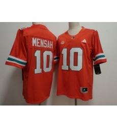 Men's Miami Hurricanes #10 Darian Mensah Orange Stitched Football Jersey