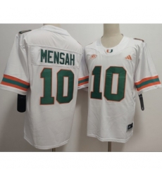 Men's Miami Hurricanes #10 Darian Mensah White Stitched Football Jersey