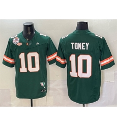 Men's Miami Hurricanes #10 Malachi Toney Green F.U.S.E. The Fiesta Bowl Champions & Florida Patch Stitched Football Jersey