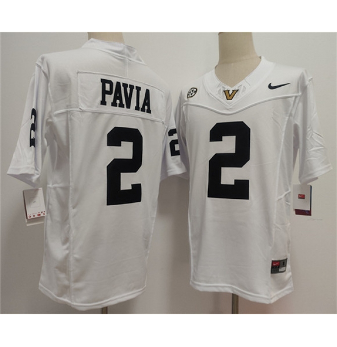Men's Vanderbilt Commodores #2 Diego Pavia White 2024 F.U.S.E. Vapor Limited Stitched Football Jersey