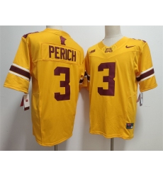 Men's Minnesota Golden Gophers #3 Koi Perich Yellow F.U.S.E. Stitched Jersey