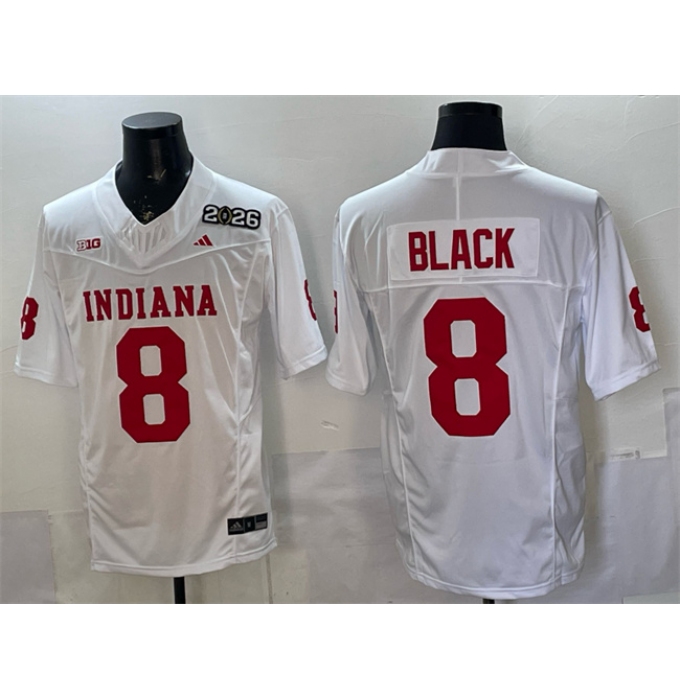 Men's Indiana Hoosiers #8 Kaelon Black White F.U.S.E. 2026 Patch Stitched Football Jersey