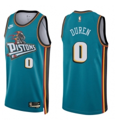 Men's Detroit Pistons #0 Jalen Duren Teal Stitched Basketball Jersey