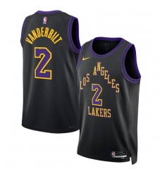 Men's Los Angeles Lakers #2 Jarred Vanderbilt Black 2025-26 City Edition Stitched Basketball Jersey