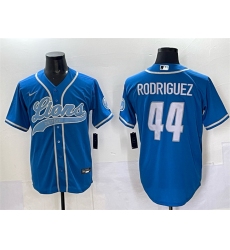Men's Detroit Lions #44 Malcolm Rodriguez Blue Cool Base Stitched Baseball Jersey