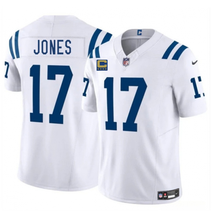 Men's Indianapolis Colts #17 Daniel Jones White 2025 F.U.S.E. With 4-Star C Vapor Limited Football Stitched Jersey