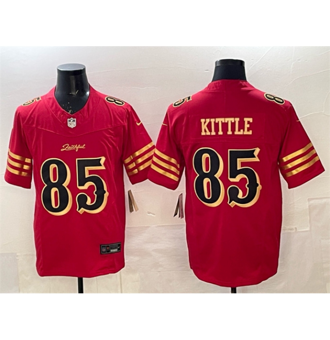 Men's San Francisco 49ers #85 George kittle Red Gold 2025 F.U.S.E. “Rivalries” Vapor Limited Football Stitched Jersey