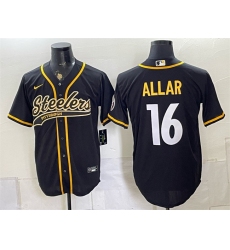 Men's Pittsburgh Steelers #16 Drew Allar Black With Cool Base Stitched Baseball Jersey