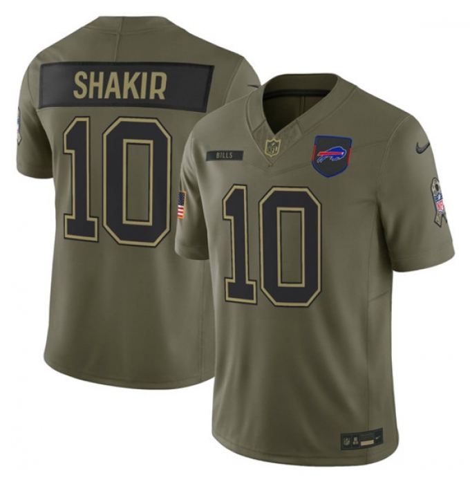 Men's Buffalo Bills #10 Khalil Shakir Olive 2025 Salute to Service Limited Football Stitched Jersey