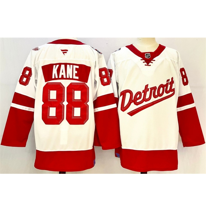 Men's Detroit Red Wings #88 Patrick Kane White Red 2024-25 Stitched Jersey