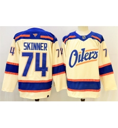Men's Edmonton Oilers #74 Stuart Skinner Light Beige 2025 Alternate Stitched Hockey Jersey