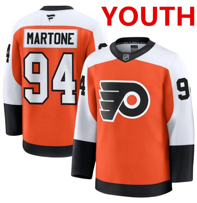 Youth Philadelphia Flyers #94 Porter Martone Orange Home stitched Hockey Jersey