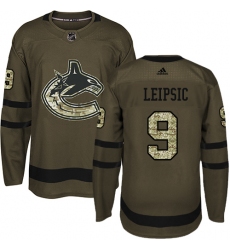 Youth Adidas Vancouver Canucks #9 Brendan Leipsic Authentic Green Salute to Service NHL Jersey