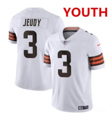 Youth Cleveland Browns #3 Jerry Jeudy White Vapor Limited Stitched Football Jersey