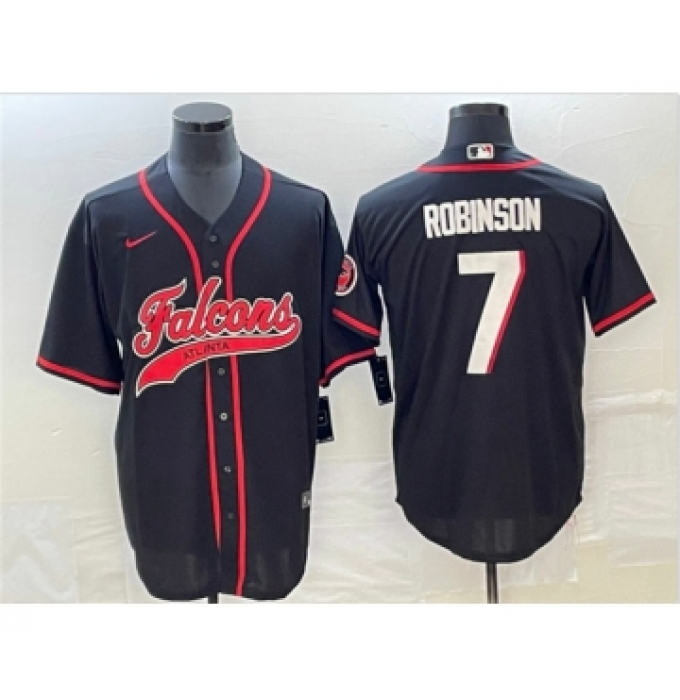 Men's Atlanta Falcons #7 Bijan Robinson Black Cool Base Stitched Baseball Jersey