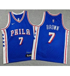 Youth Philadelphia 76ers #7 Jaylen Brown Royal 2026 Icon Edition Stitched Jersey