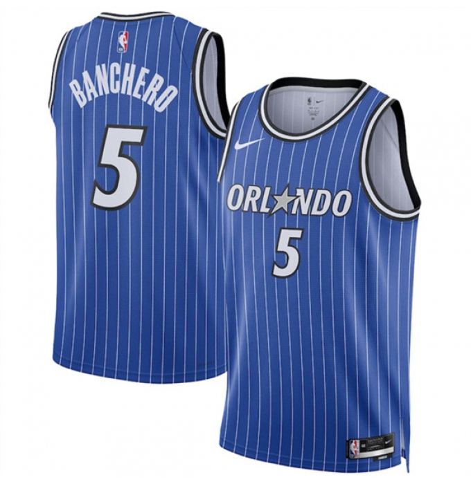 Men's Orlando Magic #5 Paolo Banchero Blue 2025 Icon Edition Stitched Basketball Jersey