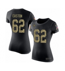 Football Women's New Orleans Saints #62 Nick Easton Black Camo Salute to Service T-Shirt
