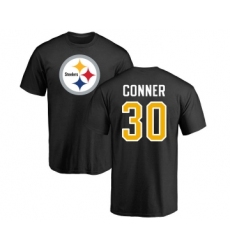 Football Pittsburgh Steelers #30 James Conner Black Name & Number Logo T-Shirt