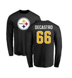 Football Pittsburgh Steelers #66 David DeCastro Black Name & Number Logo Long Sleeve T-Shirt