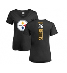 Football Women's Pittsburgh Steelers #36 Jerome Bettis Black Backer Slim Fit T-Shirt