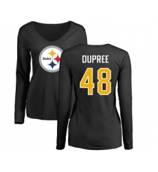 Football Women's Pittsburgh Steelers #48 Bud Dupree Black Name & Number Logo Slim Fit Long Sleeve T-Shirt