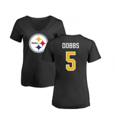 Football Women's Pittsburgh Steelers #5 Joshua Dobbs Black Name & Number Logo Slim Fit T-Shirt
