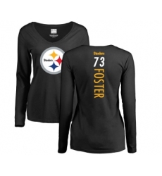Football Women's Pittsburgh Steelers #73 Ramon Foster Black Backer Slim Fit Long Sleeve T-Shirt