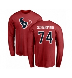 Football Houston Texans #74 Max Scharping Red Name & Number Logo Long Sleeve T-Shirt