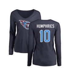 Football Women's Tennessee Titans #10 Adam Humphries Navy Blue Name & Number Logo Long Sleeve T-Shirt