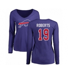Football Women's Buffalo Bills #19 Andre Roberts Royal Blue Name & Number Logo Long Sleeve T-Shirt