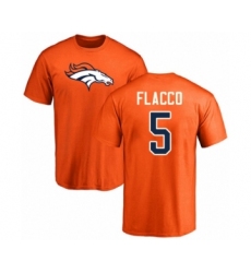 Football Denver Broncos #5 Joe Flacco Orange Name & Number Logo T-Shirt