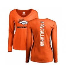 Football Women's Denver Broncos #29 Bryce Callahan Orange Backer Long Sleeve T-Shirt