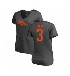 Football Women's Denver Broncos #3 Drew Lock Ash One Color T-Shirt