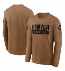 Men's Denver Broncos 2023 Brown Salute To Service Long Sleeve T Shirt