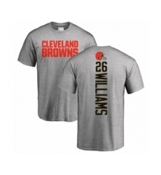 Football Cleveland Browns #26 Greedy Williams Ash Backer T-Shirt
