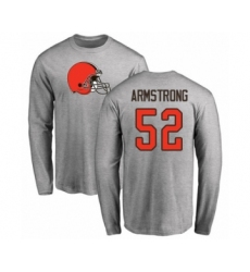 Football Cleveland Browns #52 Ray-Ray Armstrong Ash Name & Number Logo Long Sleeve T-Shirt