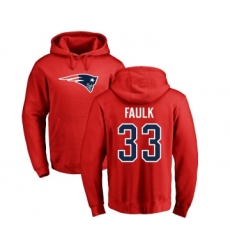 Football New England Patriots #33 Kevin Faulk Red Name & Number Logo Pullover Hoodie