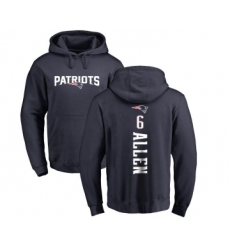 Football New England Patriots #6 Ryan Allen Navy Blue Backer Pullover Hoodie