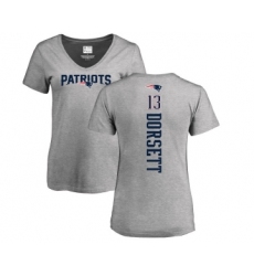 Football Women's New England Patriots #13 Phillip Dorsett Ash Backer V-Neck T-Shirt