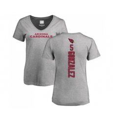 Football Women's Arizona Cardinals #5 Zane Gonzalez Ash Backer V-Neck T-Shirt