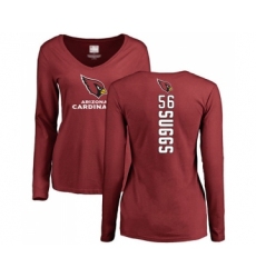 Football Women's Arizona Cardinals #56 Terrell Suggs Maroon Backer Long Sleeve T-Shirt