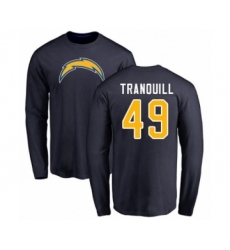 Football Los Angeles Chargers #49 Drue Tranquill Navy Blue Name & Number Logo Long Sleeve T-Shirt